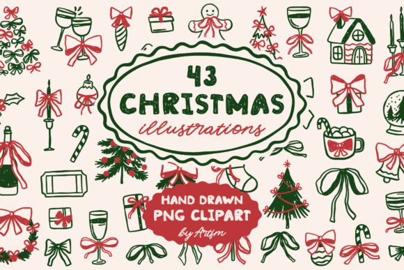 43 Whimsical Christmas Illustrations PNG