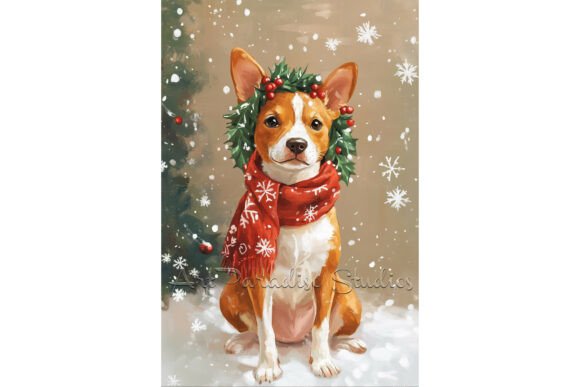 Basenji Christmas Snow Dog Wall Decor: Seasonal Illustrations for Bloggers