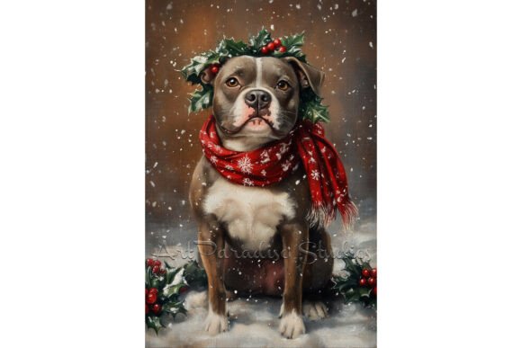 Christmas American Staffordshire Terrier Embroidery Review