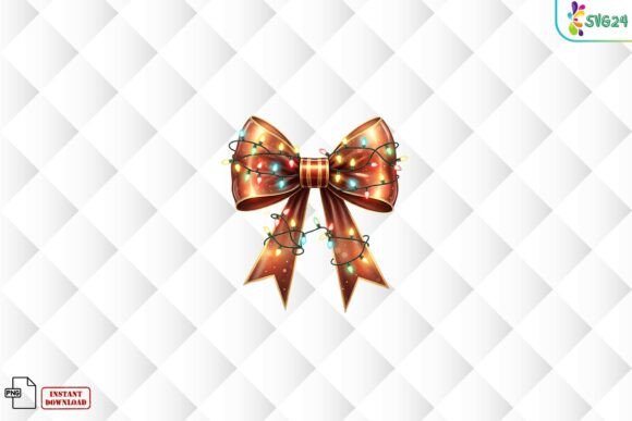 Christmas Bow with Lights PNG Review for Illustrations
