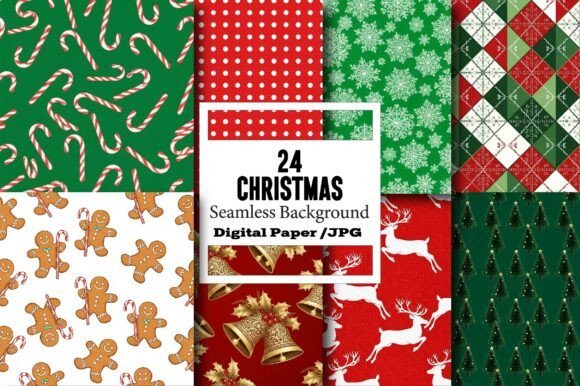Christmas Digital Seamless Paper Patterns for Local Business Branding