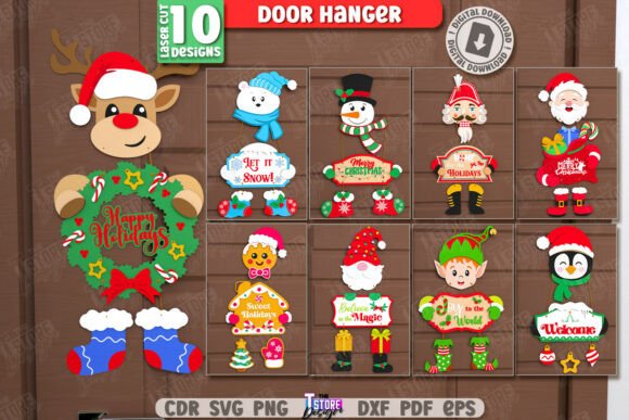 Christmas Door Hangers Laser Cut Bundle for Winter Amp Design
