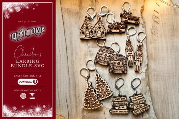 Christmas Earrings SVG Bundle