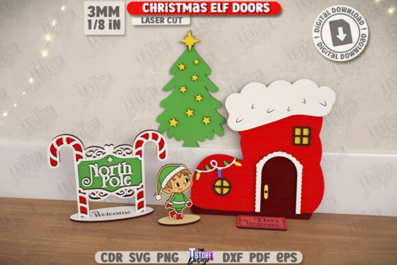 Christmas Elf Door Laser Cut Mini Door Winter Amp