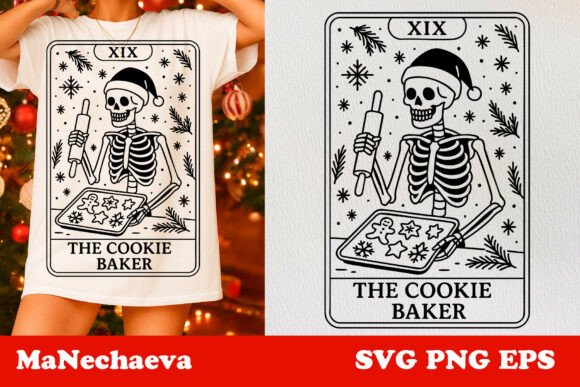 Christmas Skeleton Tarot Card SVG