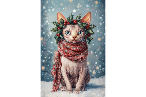 Christmas Sphynx Cat Winter Wall Art: A Crafter’s Review of Illustrations