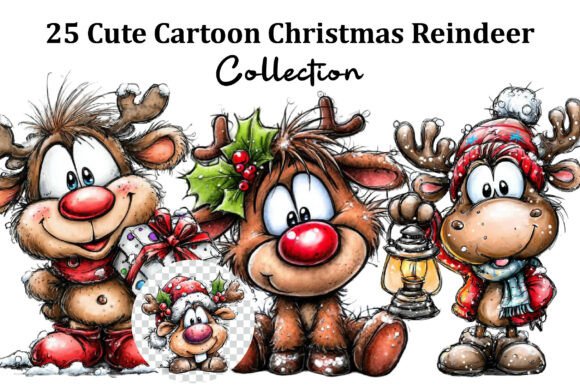 Cute Cartoon Christmas Reindeer Clipart