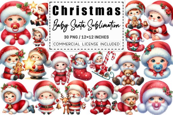 Cute Christmas Baby Santa Sublimation Illustrations Review