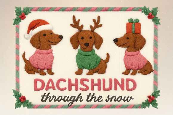 Faux Embroidery Dachshund Christmas PNG: A Designer’s Review for Seasonal Illustrations
