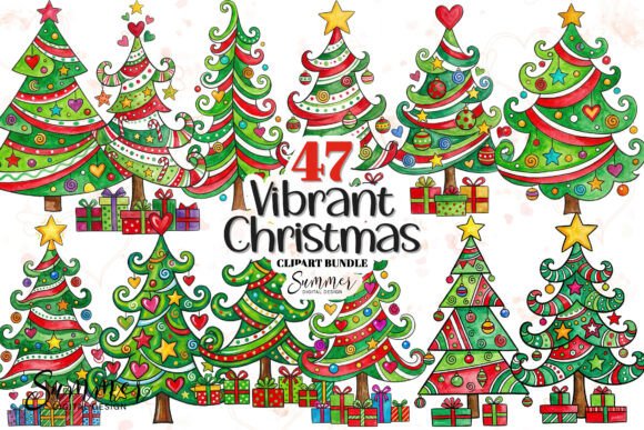 Festive Whimsical Christmas Tree Clipart