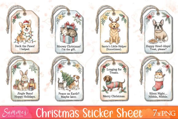 Funny Pets Christmas Tags Sticker Sheets: A Designer’s Review for Small Business Branding