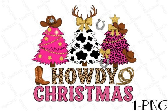 Howdy Christmas Png, Cowgirl Western PNG for T-Shirt Designs