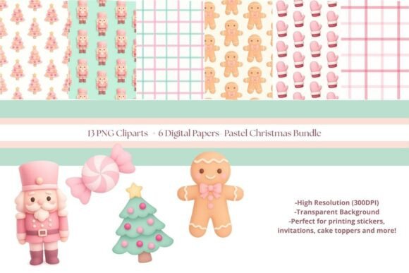 Kawaii Pastel Christmas Bundle: Illustrations for Seasonal Sales