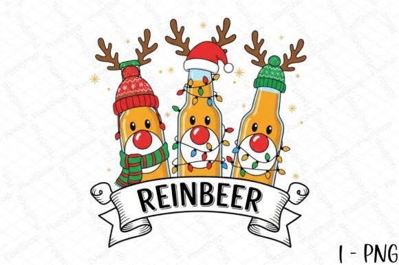 Merry Christmas Reinbeer Beers Png T-Shirt Designs