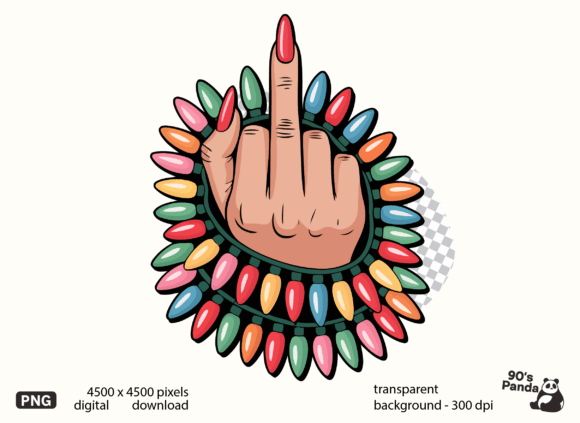 Middle Finger Christmas Light PNG: A Bold Choice for Editorial Illustrations