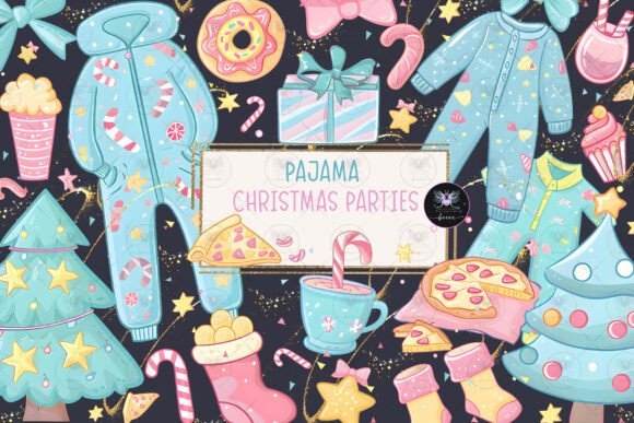 Pajama Christmas Party Clipart Review for Illustrations