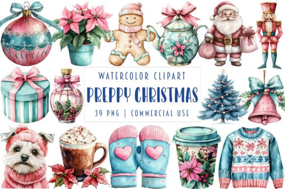 Preppy Christmas Clipart for Illustrations