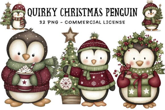 Quirky Christmas Penguin Clipart Bundle: Review for Illustrations