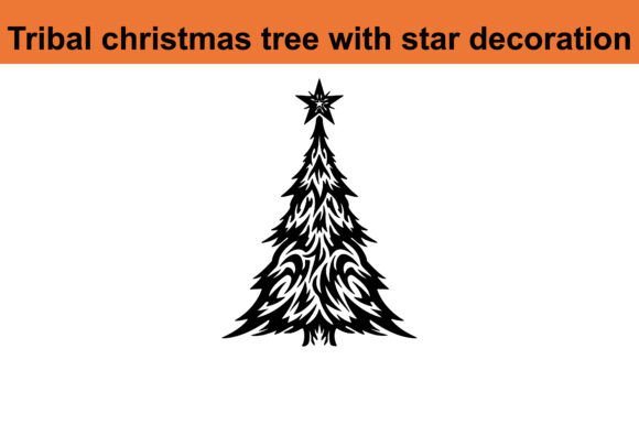 Tribal Christmas Tree with Star Decorati and Illustrations