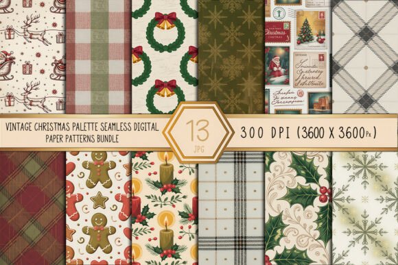 Vintage Christmas Palette Seamless Paper for Patterns and Branding