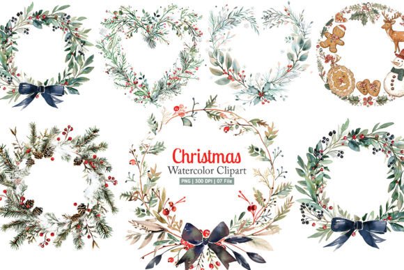 Watercolor Christmas Frame PNG Clipart