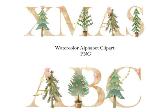 Watercolor Christmas Trees Alphabet Review